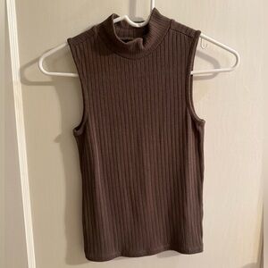 Madewell Ribbed Sleeveless Top in Brown
